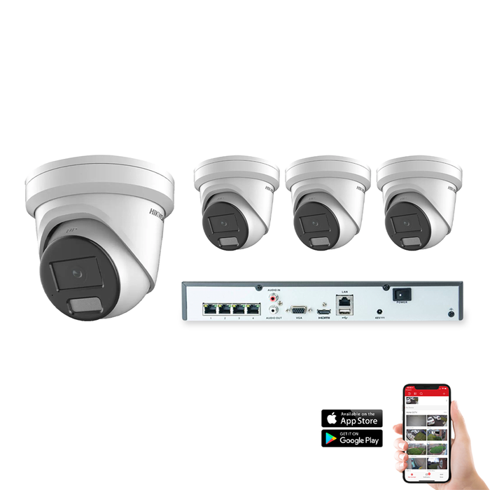 Hikvision IP Hybrid ColorVu 4 Camera 4ch 4MP 40M CCTV Kit (HIK-KIT-IPC-HYB-4MP-4)