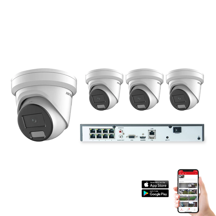 Hikvision IP Hybrid ColorVu 4 Camera 8ch 4K 8MP 40M CCTV Kit (HIK-KIT-IPC-HYB-8MP-4)