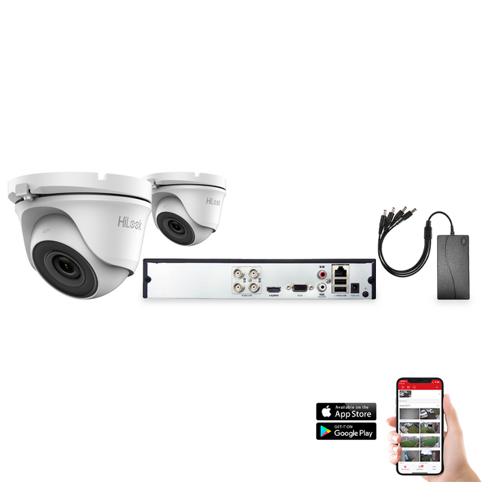 HiLook by Hikvision 2 Camera 4ch 1080P 2MP 20M CCTV Kit (HI-KIT-TVI-2MP-20M-2)