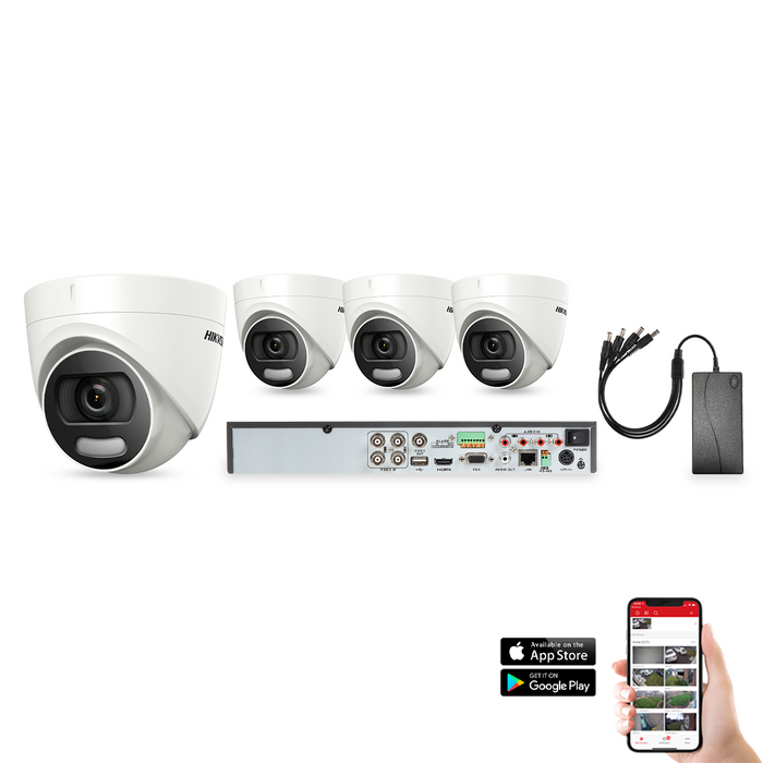 Hikvision ColorVu 4 Camera 4ch 5MP 20M CCTV Kit (HIK-KIT-TVI-COL-5MP-4)