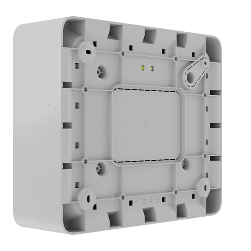 Ajax EN54 GlandBox cable entry housing in white, back angled view
