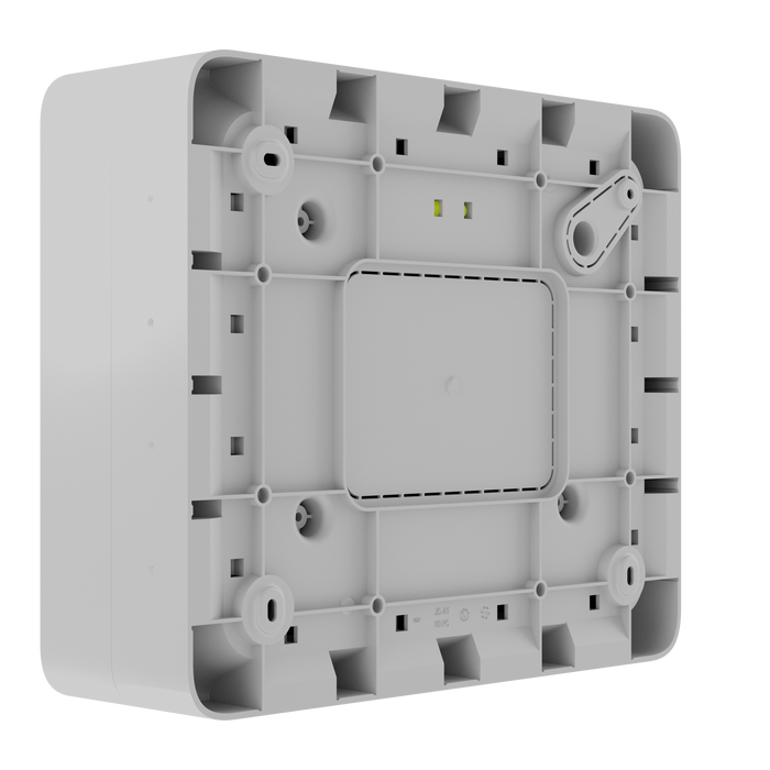 Ajax EN54 GlandBox cable entry housing in white, back angled view