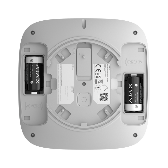 Ajax EN54 FireProtect wireless heat detector in white, back view