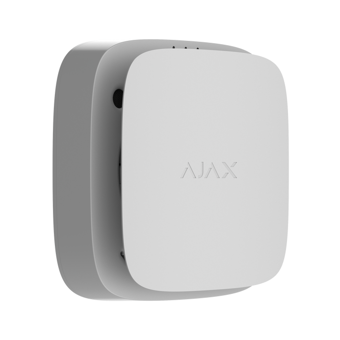 Ajax EN54 FireProtect wireless smoke detector in white, front angled view