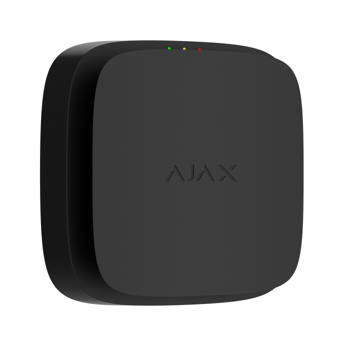 Ajax EN54 FireProtect combined smoke detector and sounder in black, front angled view