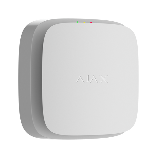 Ajax EN54 FireProtect combined smoke detector and sounder in white, front angled view