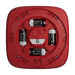 Ajax EN54 FireProtect wireless fire alarm sounder in Red, battery compartment view