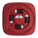 Ajax EN54 FireProtect wireless sounder with VAD visual alarm device beacon in red, battery compartment view