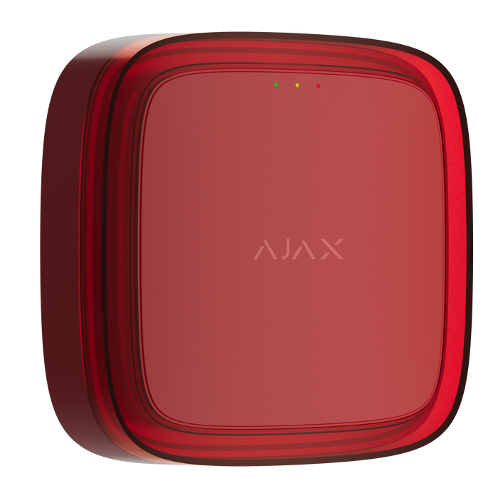 Ajax EN54 FireProtect wireless VAD visual alarm device beacon in red, front angled view