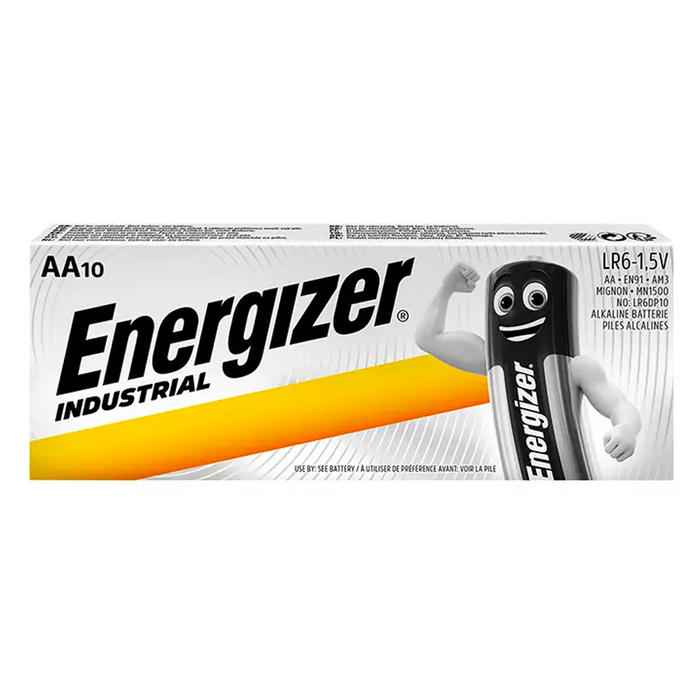 Energizer Industrial AA Alkaline Battery - Pack of 10 (EN-AA-IND-PK10)