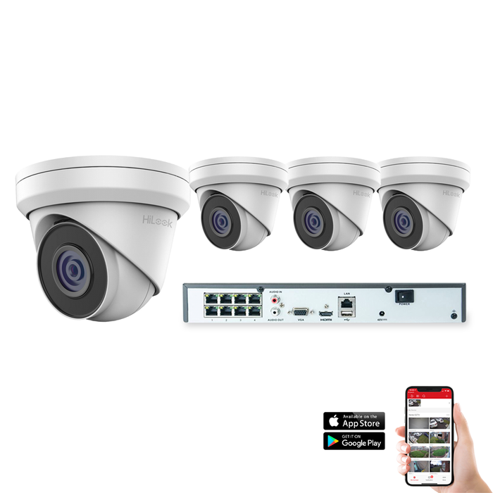 HiLook by Hikvision IP 4 Camera 8ch 4K 8MP 30M CCTV Kit (HI-KIT-IPC-8MP-4)