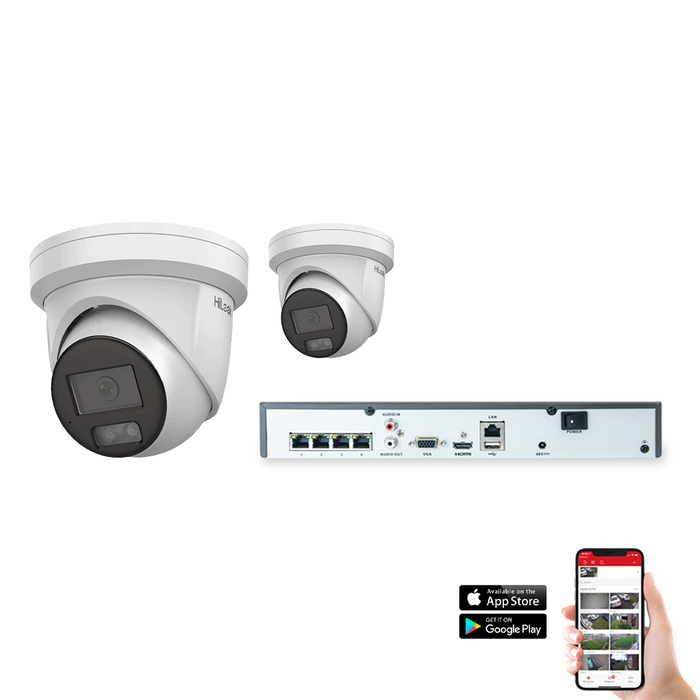 HiLook by Hikvision IP ColorVu 2 Camera 4ch 5MP 30M CCTV Kit (HI-KIT-IPC-COL-5MP-2)