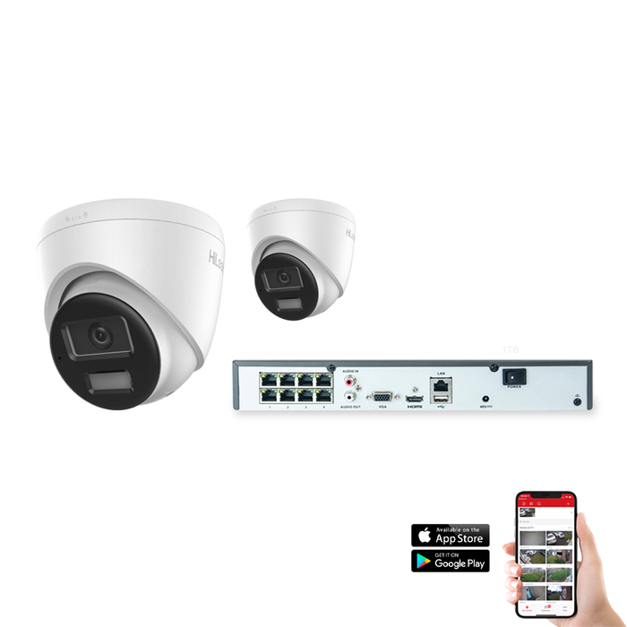 HiLook by Hikvision IP Hybrid ColorVu 2 Camera 8ch 4K 8MP 30M CCTV Kit (HI-KIT-IPC-HYB-8MP-2)