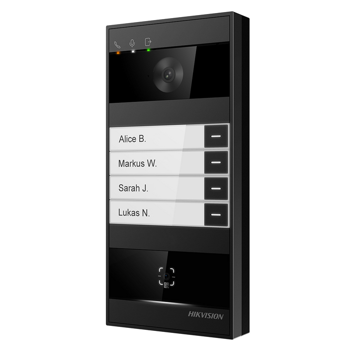 Hikvision IP 4 Button Villa Intercom with Face, QR code, Prox, Bluetooth (DS-KV8114-NWQE1)