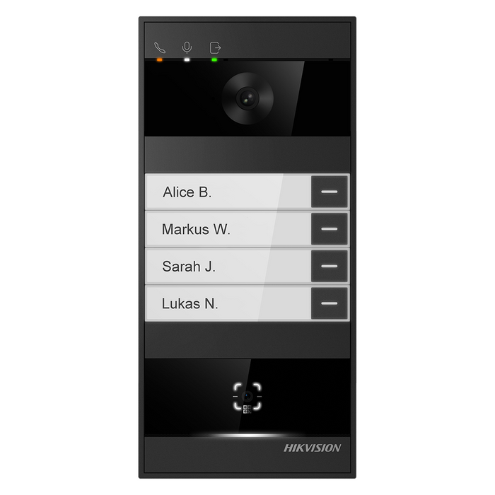 Hikvision IP 4 Button Villa Intercom with Face, QR code, Prox, Bluetooth (DS-KV8114-NWQE1)