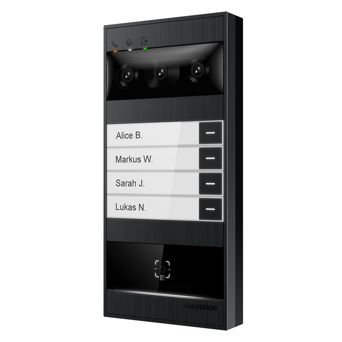 Hikvision IP TripleCam 4 Button Villa Intercom with Face, QR code, Prox, Bluetooth (DS-KV8114T-NWQE1)