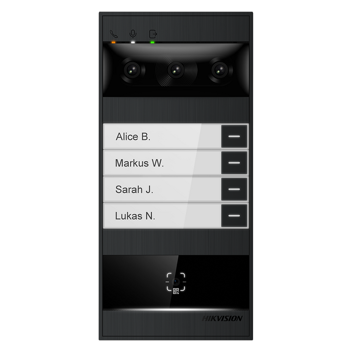 Hikvision IP TripleCam 4 Button Villa Intercom with Face, QR code, Prox, Bluetooth (DS-KV8114T-NWQE1)