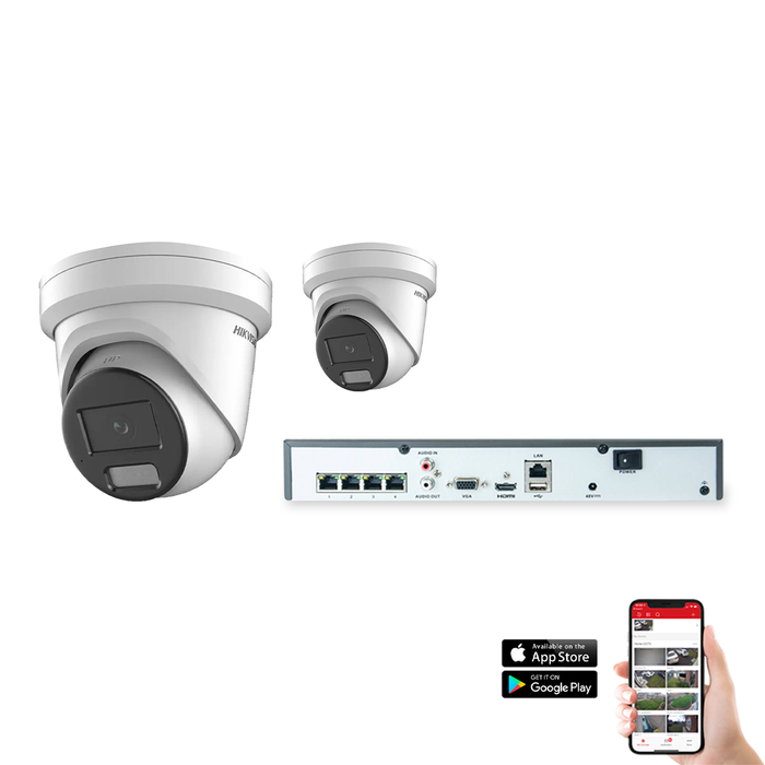 Hikvision IP Hybrid ColorVu 2 Camera 4ch 4MP 40M CCTV Kit (HIK-KIT-IPC-HYB-4MP-2)