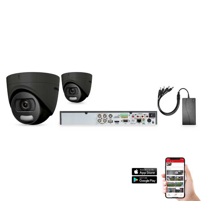 Hikvision ColorVu 2 Camera 4ch 5MP 20M CCTV Kit - Black (HIK-KIT-TVI-COL-5MP-2-BK)