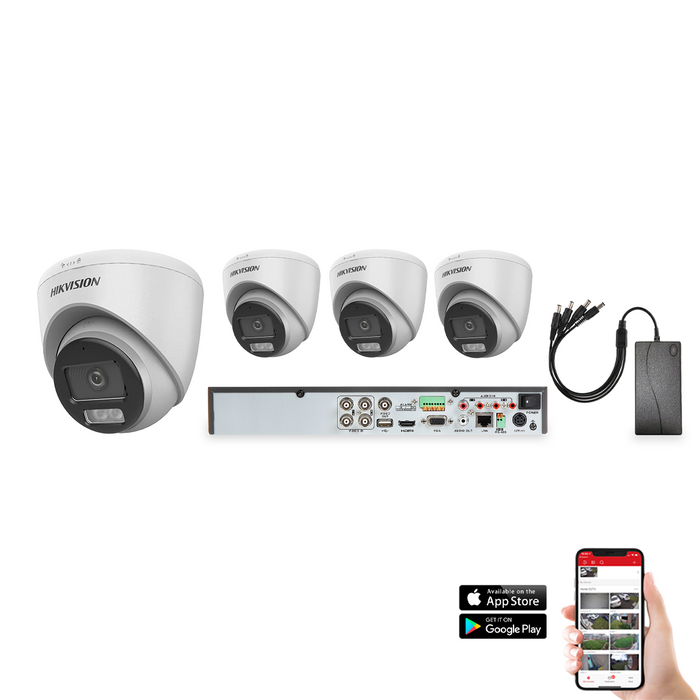 Hikvision Hybrid ColorVu 4 Camera 4ch AoC 3K 40M CCTV Kit (HIK-KIT-TVI-HYB-3K-4)