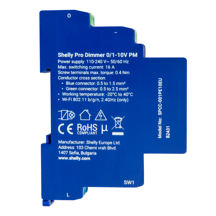 Shelly Pro Dimmer 0/1-10V with Power Metering (SHEL-PRO-DIMMER-0-10V-PM)