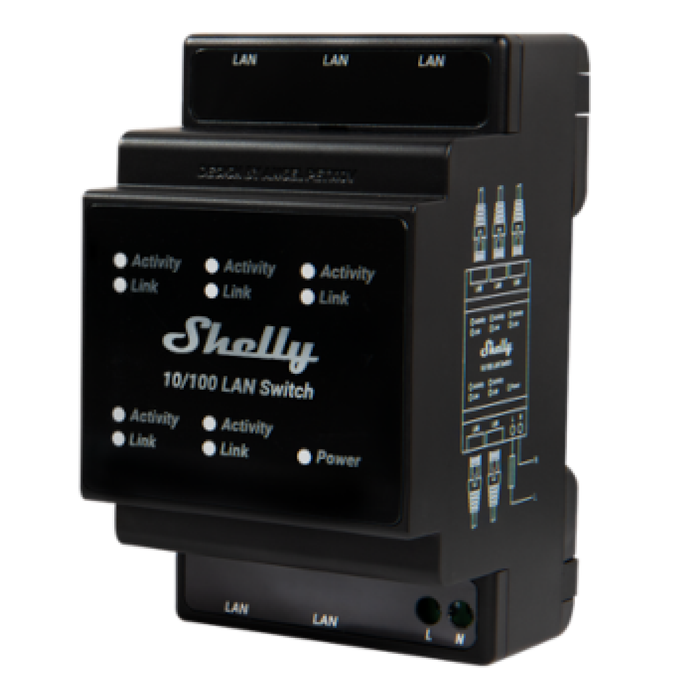 Shelly DIN-Raul Mountable Ethernet LAN Switch (SHEL-LAN-SWITCH)
