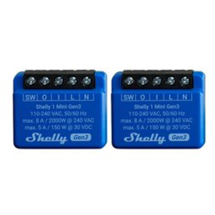 Shelly 1 Mini Gen 3 WiFi Smart Switch (Pair) (SHEL-MINI-1-GEN3-2)