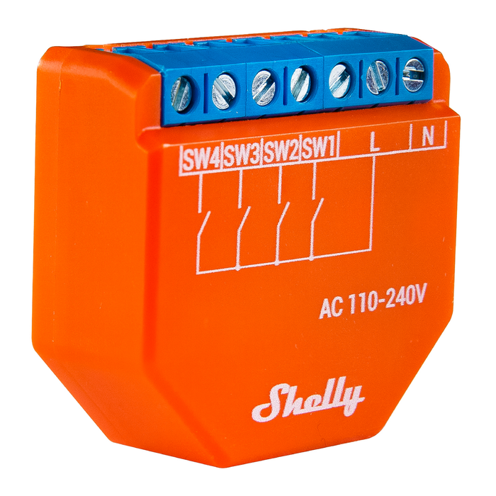 Shelly Plus i4 4-Input Digital Controller with DC Powering Support (SHEL-PLUS-I4-DC)