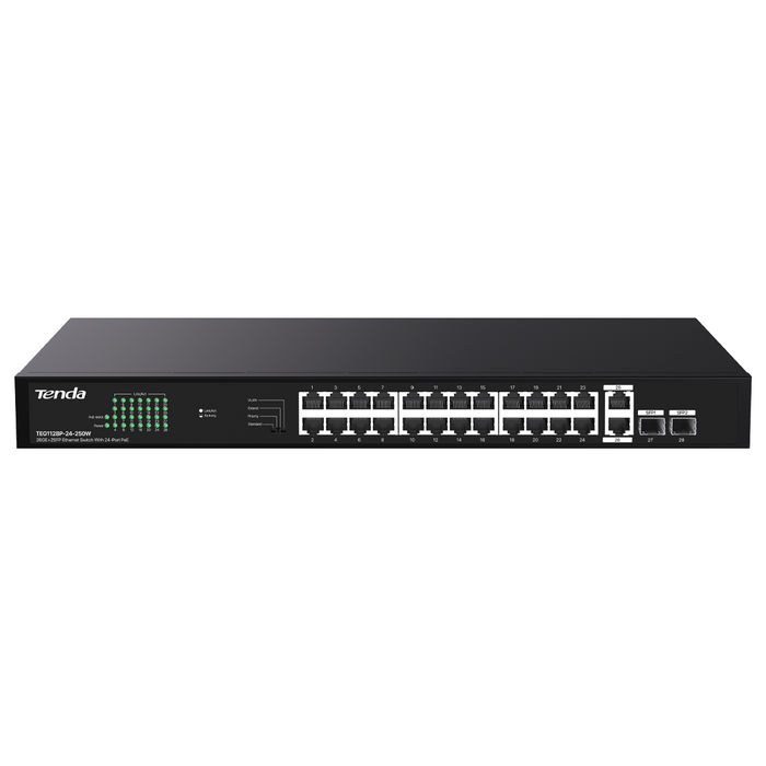 Tenda TEG1128P-24-250W - 24 Port PoE 250w Gigabit Switch (TEN-TEG1128P-24-250W)