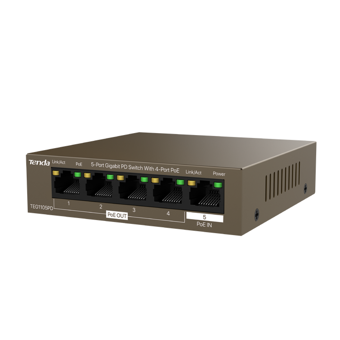 Tenda TEG1105PD - 5-Port Gigabit PoE Pass-Through Switch-(TEN-TEG1105PD)
