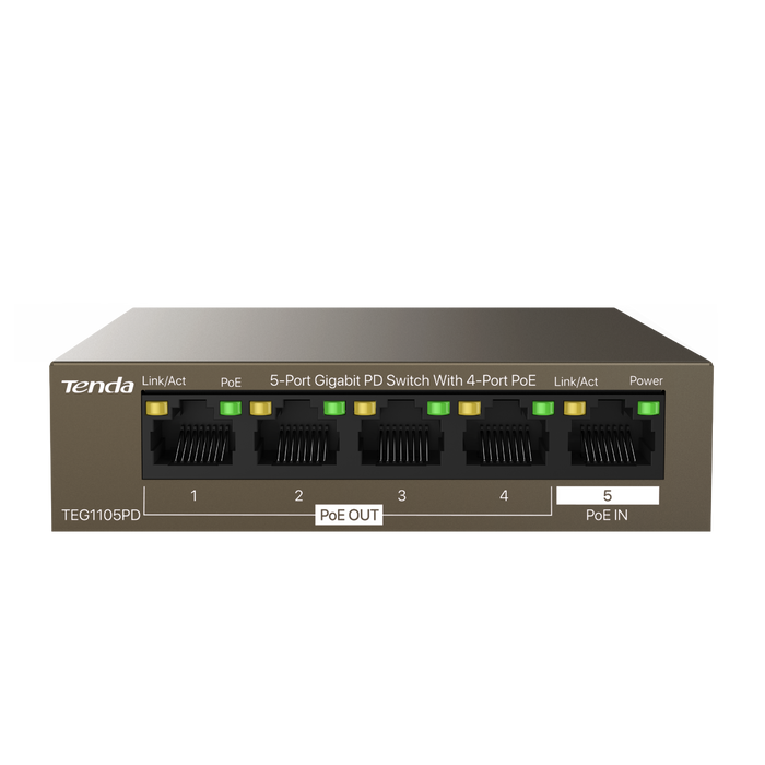 Tenda TEG1105PD - 5-Port Gigabit PoE Pass-Through Switch-(TEN-TEG1105PD)
