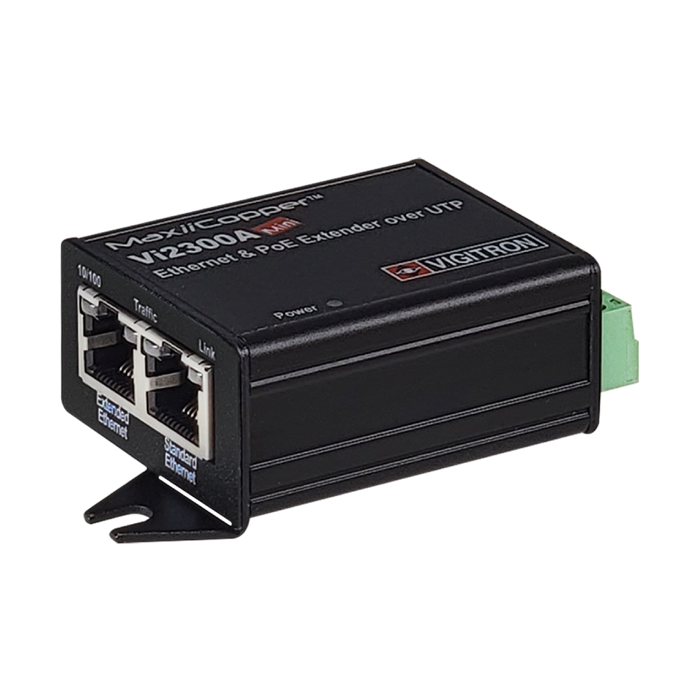 Vigitron 1-Port MaxiiCopper Mini Ethernet/PoE Extender up to 900m, Requires 72w PoE or 12VDC 1ah- (VIG-VI2300A)