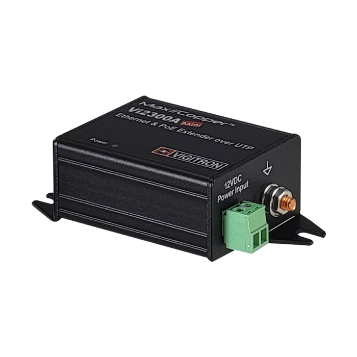 Vigitron 1-Port MaxiiCopper Mini Ethernet/PoE Extender up to 900m, Requires 72w PoE or 12VDC 1ah- (VIG-VI2300A)