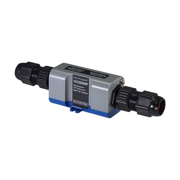 Vigitron 1-Port MaxiiCopper Ethernet/PoE Extender up to 900m, Requires 72w PoE, Hardened, IP67(VIG-VI2300WP)