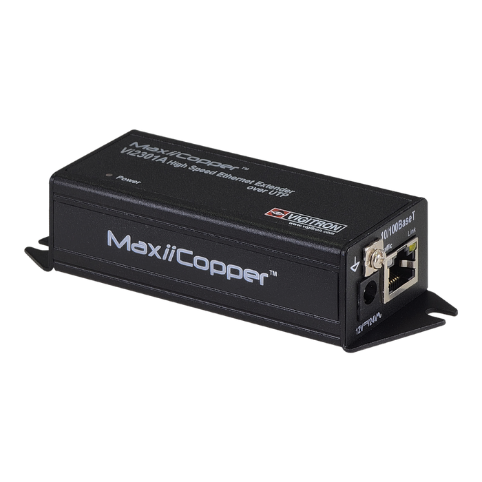 Vigitron 1-Port MaxiiCopper Ethernet/PoE Extender upto 900m, Requires 72w PoE or 12VDC 1ah-(VIG-VI2301A)
