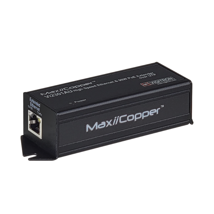 Vigitron 1-Port MaxiiCopper Ethernet/PoE Extender up to 900m, Requires 72w PoE or 12VDC 1ah-(VIG-VI2301AU)