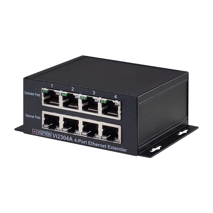 Vigitron 4-Port MaxiiCopper  Ethernet/PoE Extender upto 900m, Requires 72w PoE or 12VDC 3ah-(VIG-VI2304A)