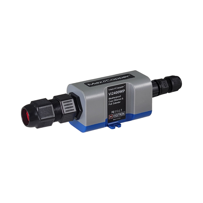 Vigitron 1-Port MaxiiCopper Ethernet Extender/PoE over Coax - Hardened, IP67 Weatherproof (Requires 12v 1ah)-(VIG-VI2400WP)