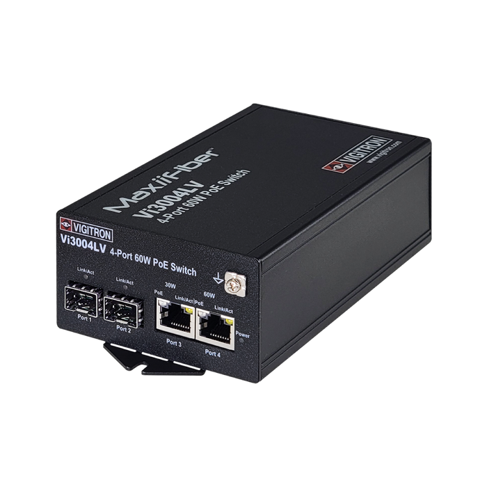 Vigitron 4-Port MaxiiNet 10/100/1G 24V DC/AC Input PoE Switch-(VIG-VI3004LV)