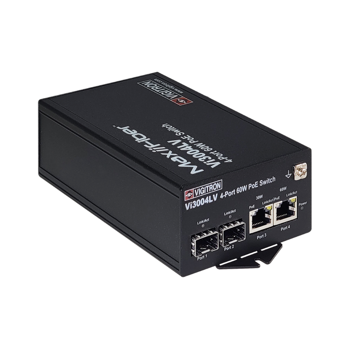 Vigitron 4-Port MaxiiNet 10/100/1G 24V DC/AC Input PoE Switch-(VIG-VI3004LV)