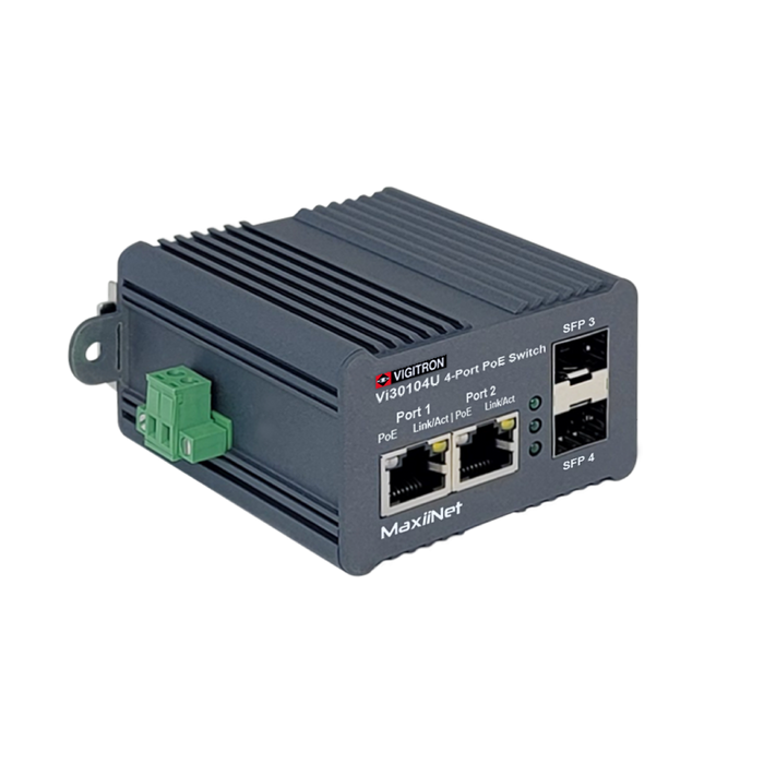 Vigitron 4-Port MaxiiNet 10/100/1G DC power 802.3af/at/bt 90W  Input PoE Switch-(VIG-VI30104U)
