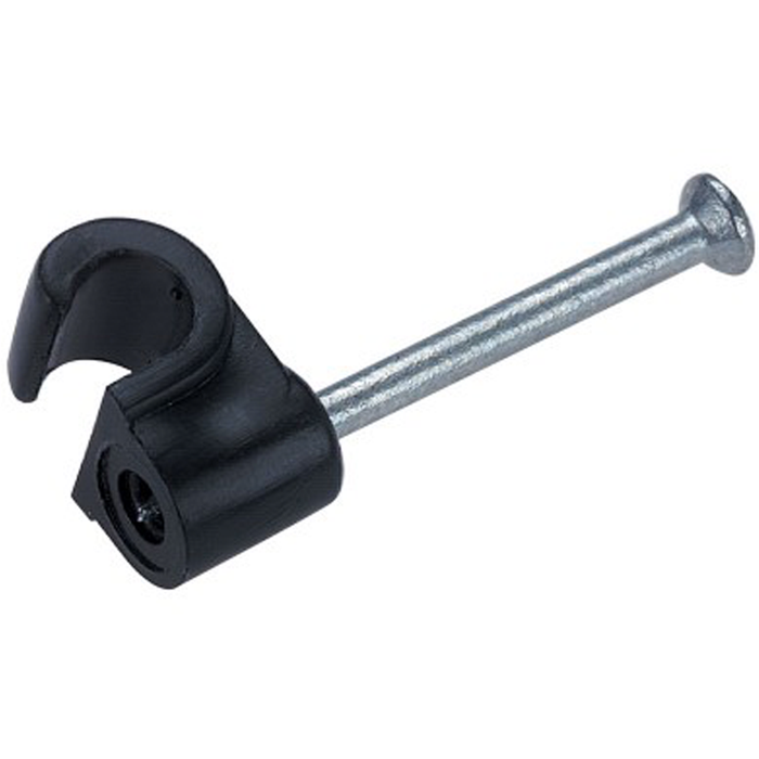 FM 6mm Round Cable Clips for CAT6 - Black (C212)
