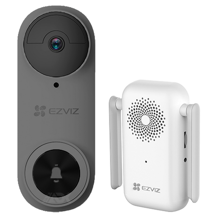 EZVIZ Wireless WIFI 2K 5MP Battery Video Doorbell Kit with Chime - Grey (DB2-PRO-GR)